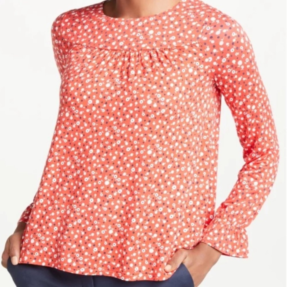 Boden Red Flare Cuff Jersey Top size 10